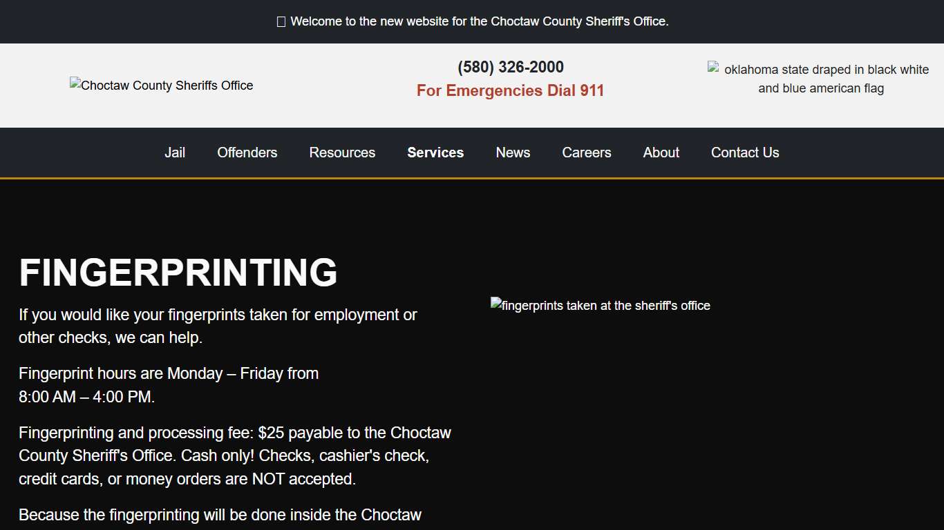 Fingerprinting - Choctaw County Sheriff's Office