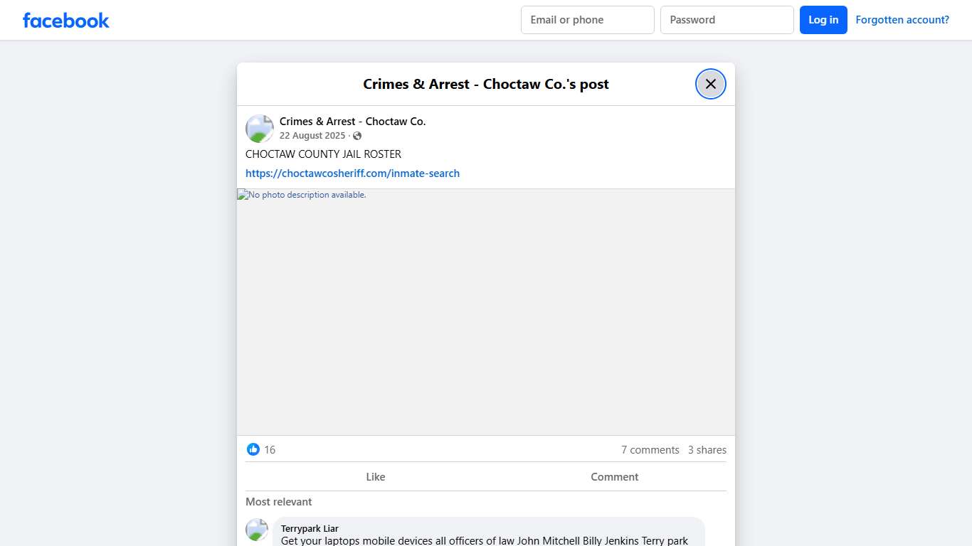 CHOCTAW COUNTY JAIL ROSTER... - Crimes & Arrest - Choctaw Co. | Facebook